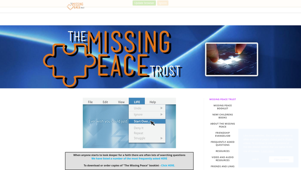 Screenshot of the The Missing Peace Trust website