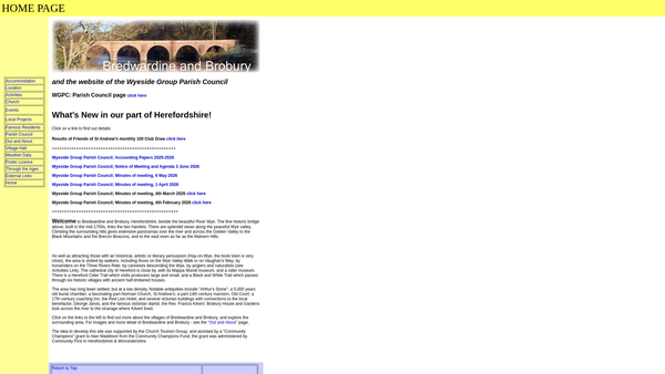 Screenshot of the Bredwardine And Brobury Village Hall website