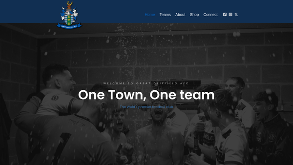 Screenshot of the Great Driffield AFC website