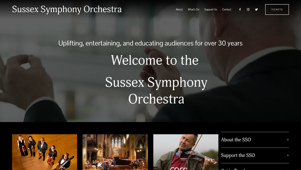 Screenshot of the Sussex Symphony Orchestra website
