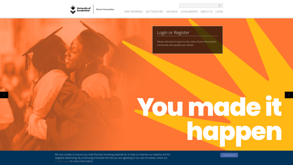 Screenshot of the University Of Sunderland Development Trust website