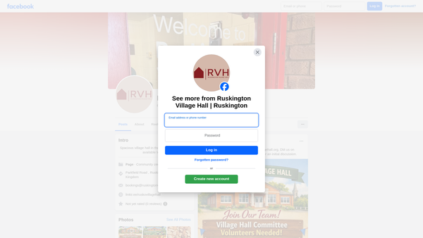 Screenshot of the Ruskington Village Hall website