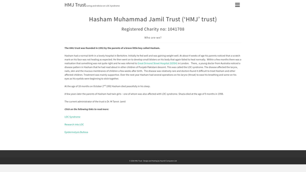 Screenshot of the Hasham Muhammad Jamil Trust website