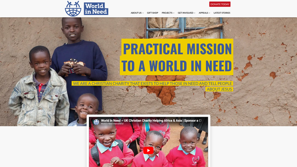 Screenshot of the World In Need International website