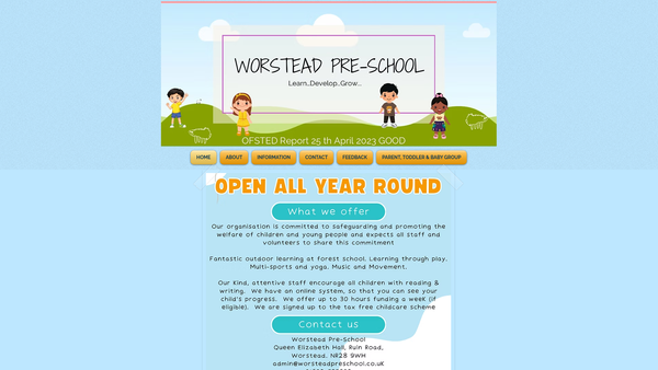 Screenshot of the Worstead Preschool website