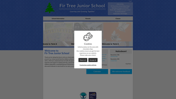 Screenshot of the Fir Tree School Parent Teacher Association website