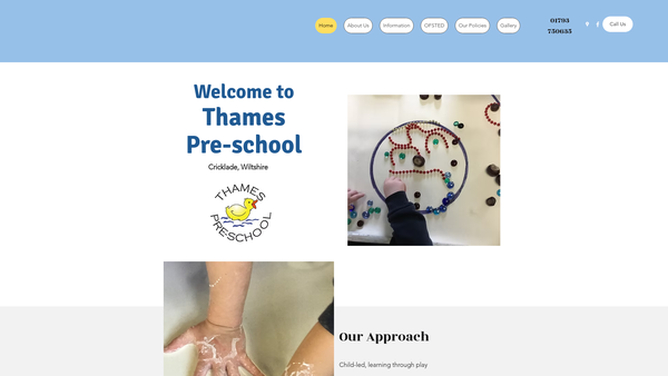 Screenshot of the Thames Pre-School website
