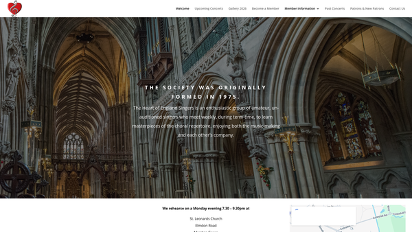Screenshot of the The Heart Of England Singers website