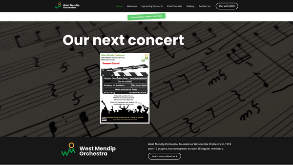 Screenshot of the West Mendip Orchestra website