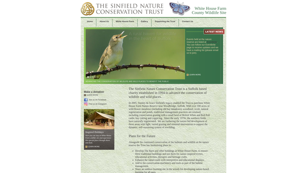 Screenshot of the The Sinfield Nature Conservation Trust website