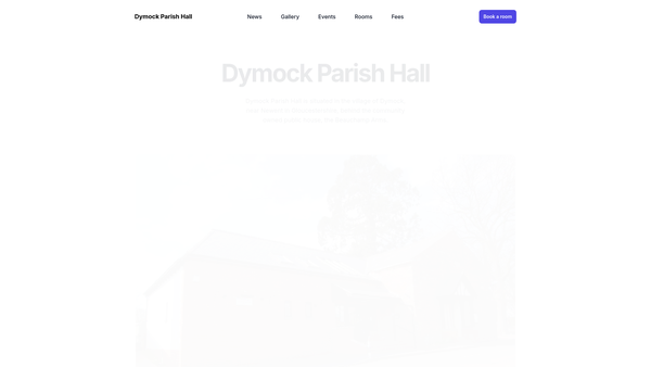 Screenshot of the Dymock Parish Hall website