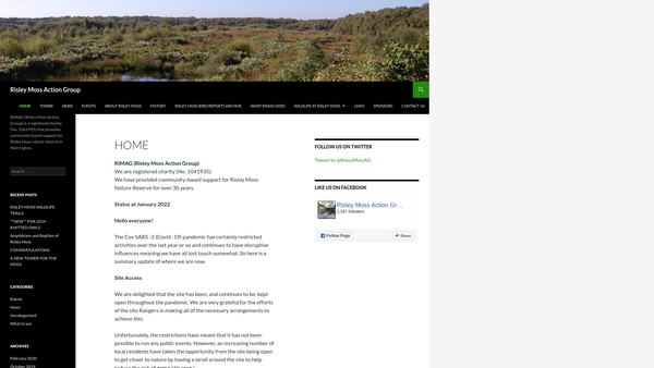 Screenshot of the Risley Moss Action Group website