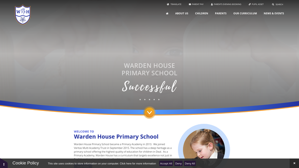 Screenshot of the Warden House County Primary School Parent Teacher Association website