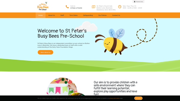 Screenshot of the St. Peter's Pre-School website