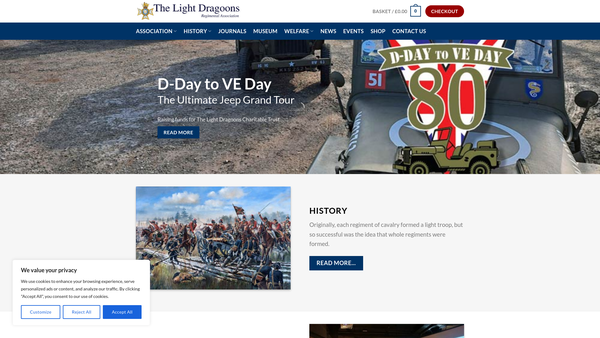 Screenshot of the The Light Dragoons Regimental Charity website