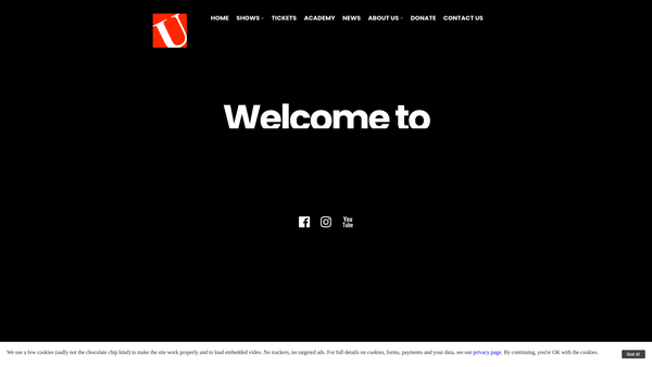 Screenshot of the The Upstagers Theatre Charity Limited website
