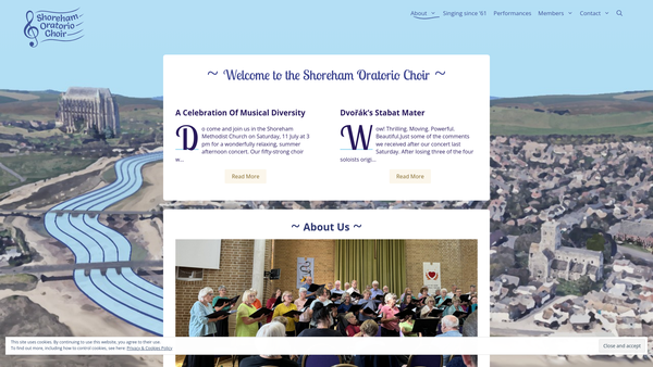 Screenshot of the The Shoreham Oratorio Choir website