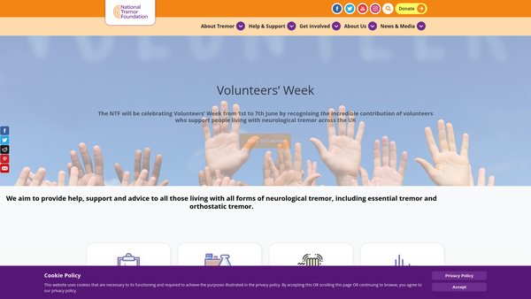 Screenshot of the National Tremor Foundation Charitable Trust website