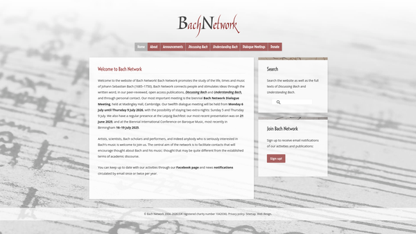 Screenshot of the Bach Network UK website