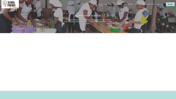 Screenshot of the Global Friends In Action website