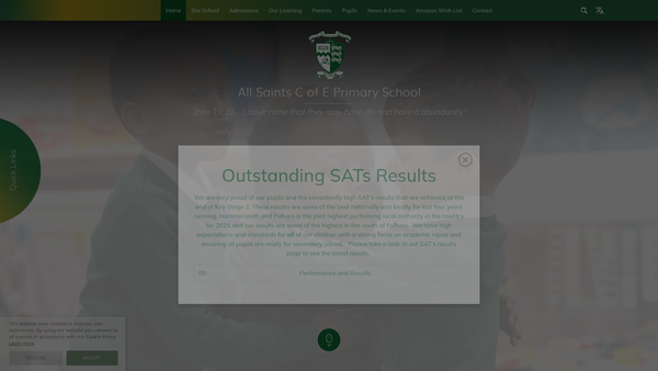 Screenshot of the The Association Of Friends Of All Saints School website