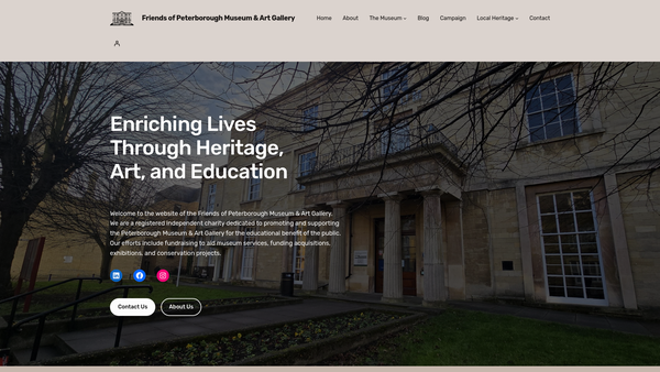 Screenshot of the Friends Of Peterborough Museum And Art Gallery website