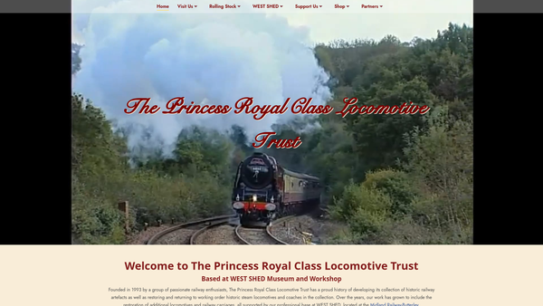 Screenshot of the The Princess Royal Class Locomotive Trust website