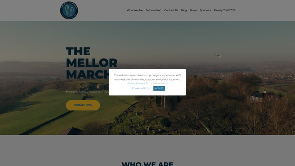 Screenshot of the The Mellor March Society website