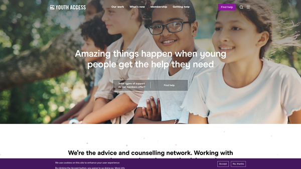 Screenshot of the Youth Access website
