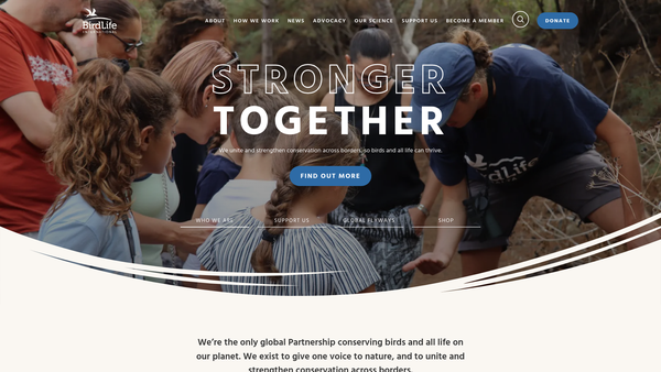 Screenshot of the Birdlife International website
