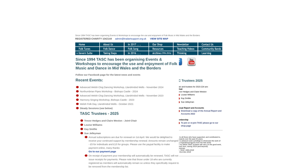 Screenshot of the Traditional Arts Support In The Community website