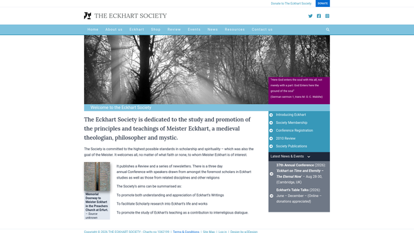 Screenshot of the The Eckhart Society website