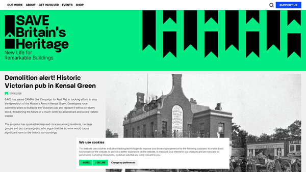 Screenshot of the Save Europe's Heritage website