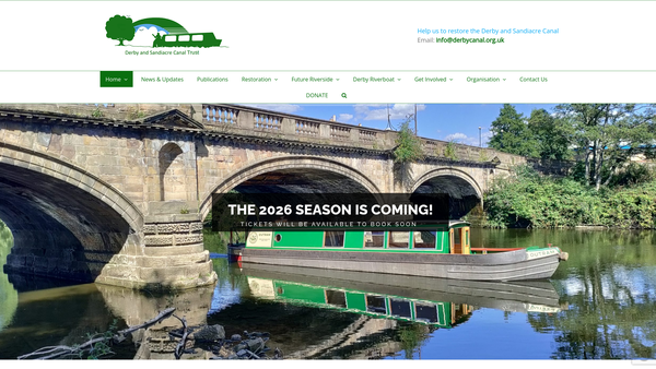 Screenshot of the The Derby And Sandiacre Canal Trust Limited website