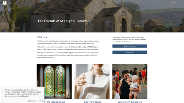 Screenshot of the The Friends Of St Hugh's Foolow website