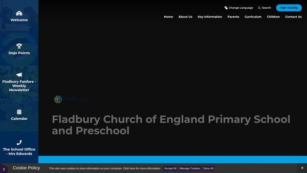 Screenshot of the Fladbury Church Of England (Aided) First School Parent Teacher Association website