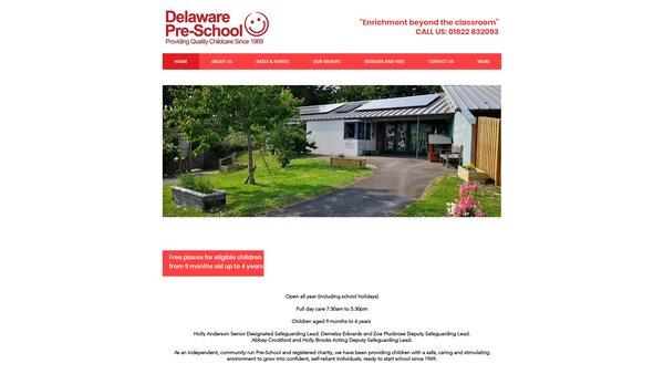 Screenshot of the Delaware Pre-School website