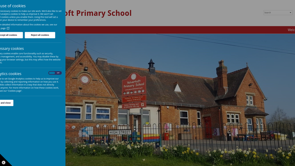 Screenshot of the Yelvertoft School Association website