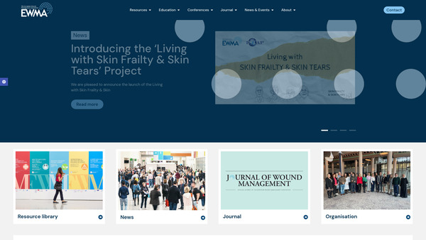 Screenshot of the The European Wound Management Association website
