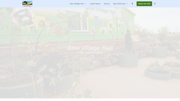 Screenshot of the Bow Village Hall And Field website