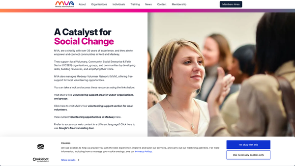 Screenshot of the Council For Voluntary Service (Medway) website