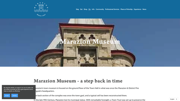 Screenshot of the The Marazion Museum Trust website