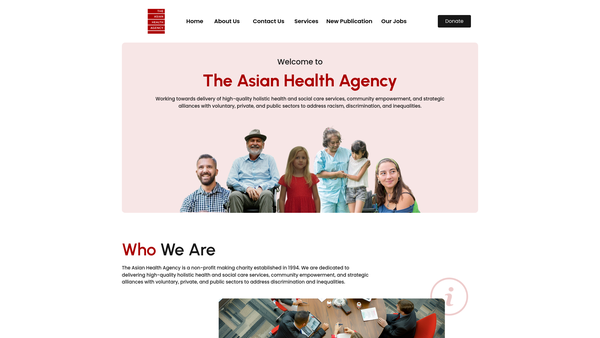 Screenshot of the The Asian Health Agency website