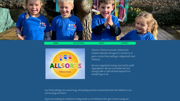 Screenshot of the Allsorts Playgroup website