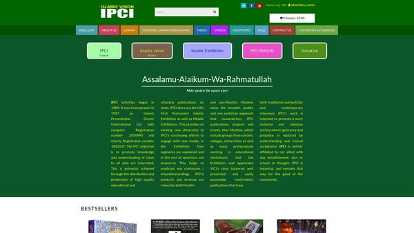 Screenshot of the Islamic Presentation Centre International Limited website