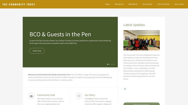 Screenshot of the Stockwell Park Estate Community Trust Ltd website