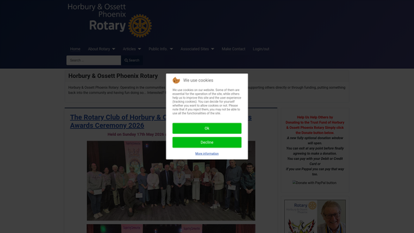 Screenshot of the Rotary Club Of Horbury And Ossett Phoenix Trust Fund website