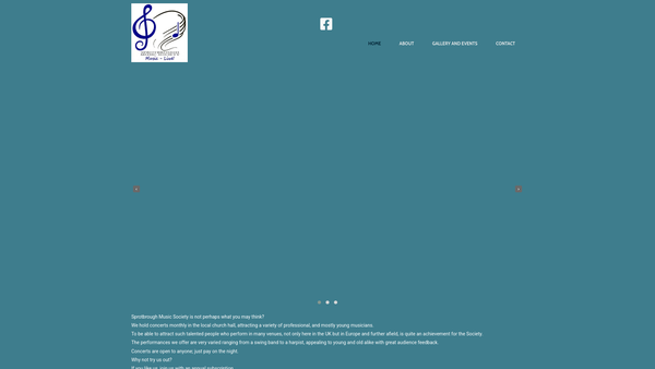 Screenshot of the Sprotbrough Music Society website