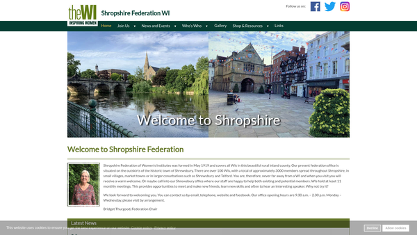 Screenshot of the The Shropshire County Federation Of Women's Institutes website