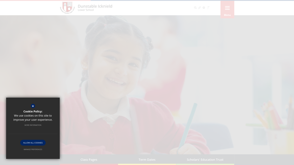 Screenshot of the Dunstable Icknield Lower School Parent Teacher Association website
